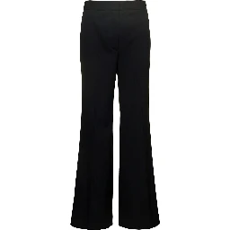 Black Flare Pants with Concealed Closure in Stretch Wool Woman
