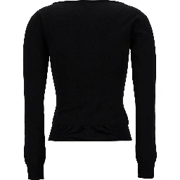 Black Top with Square Neckline in Viscose Blend Woman