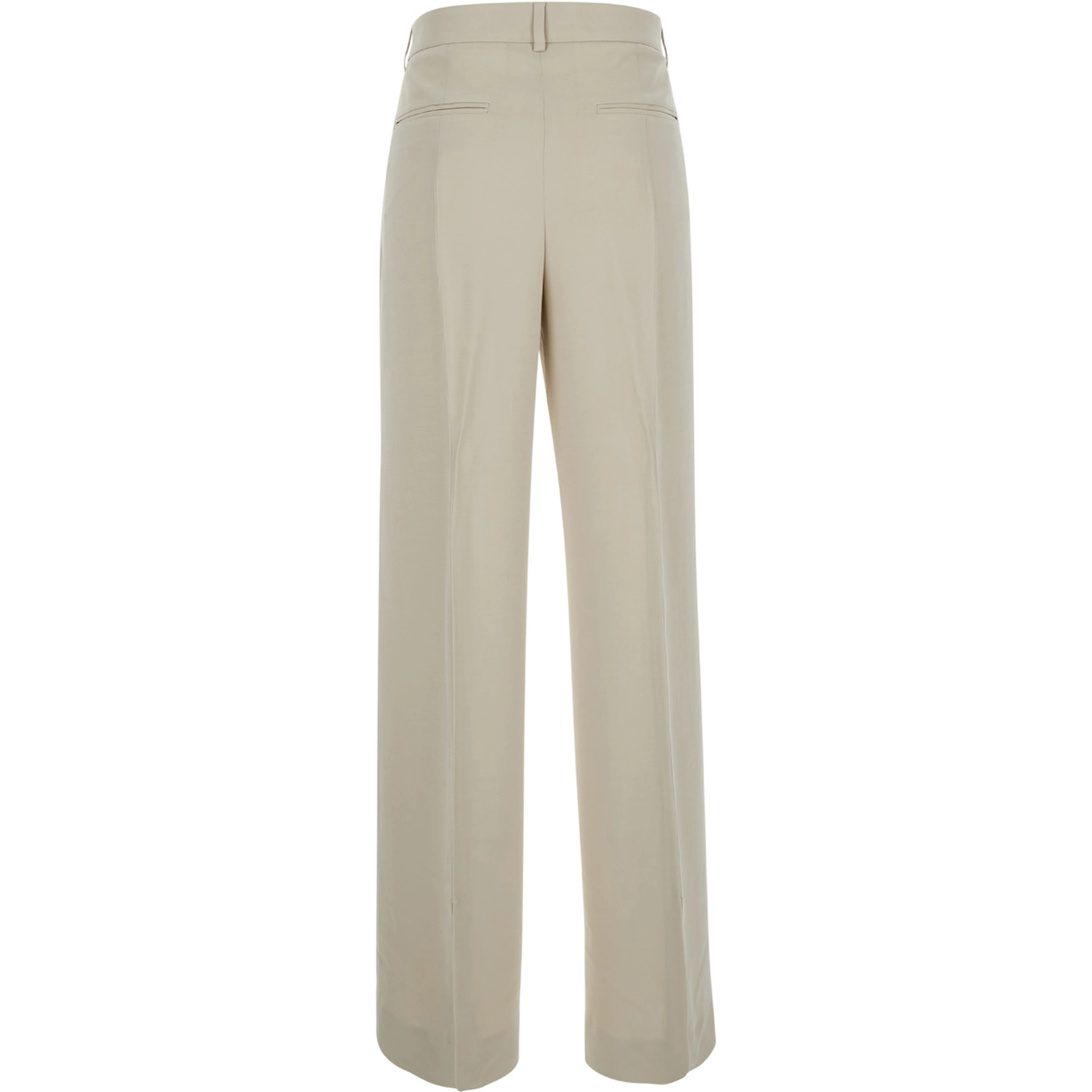 Beige Relaxes Tailored Trousers in Wool Blend Woman