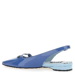 Ninon Blue Slingback Ballet Shoes in Leather Woman