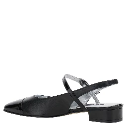 Oceano Black Slingback Ballet Shoes in Leather Woman