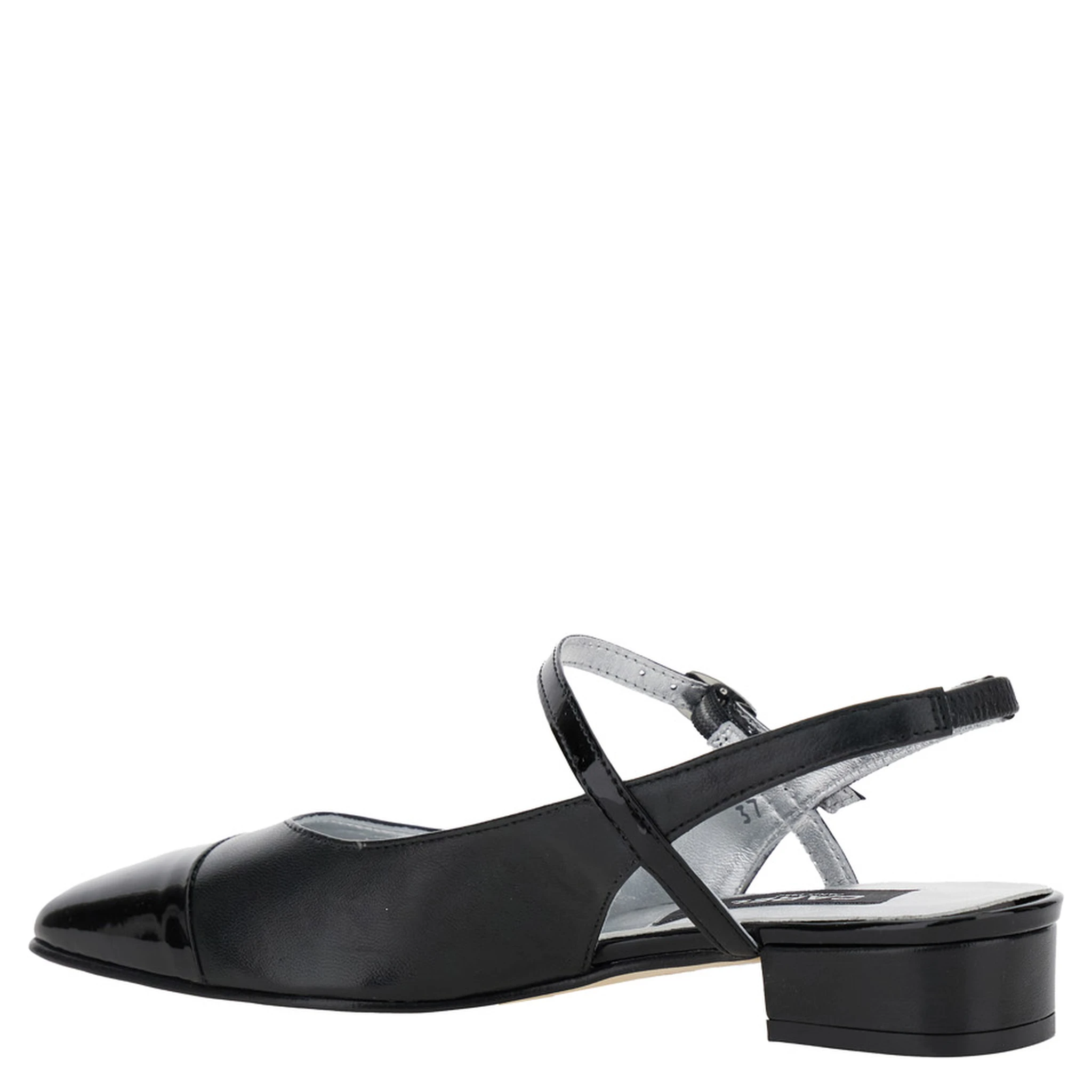 Oceano Black Slingback Ballet Shoes in Leather Woman