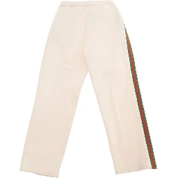 White Pants with Web Detail on the Sides in Cotton Girls