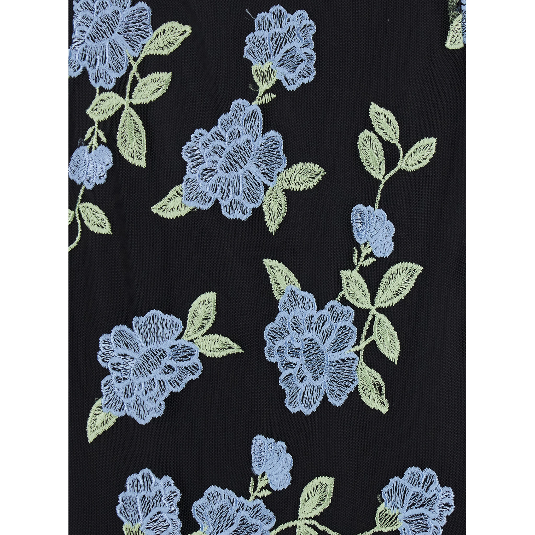 Black Pencil skirt with Mesh Panels and All-Over Floral Motif in Tech Fabric Woman
