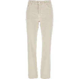 White Jeans with Belt Loops and Logo Patch on the Rear in Denim Woman
