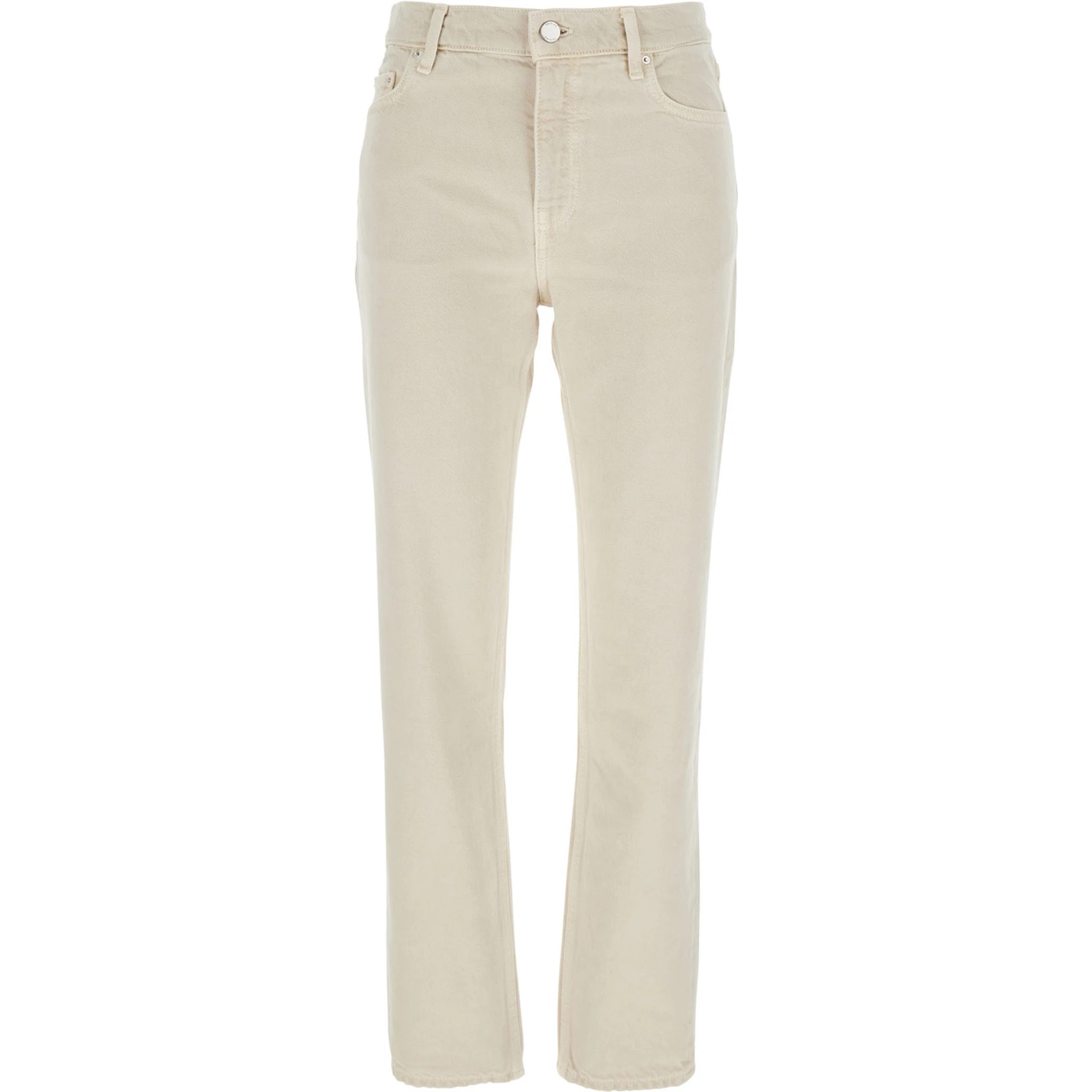 White Jeans with Belt Loops and Logo Patch on the Rear in Denim Woman