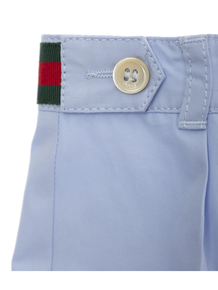 Light Blue Shorts with Web Detail in Cotton Baby