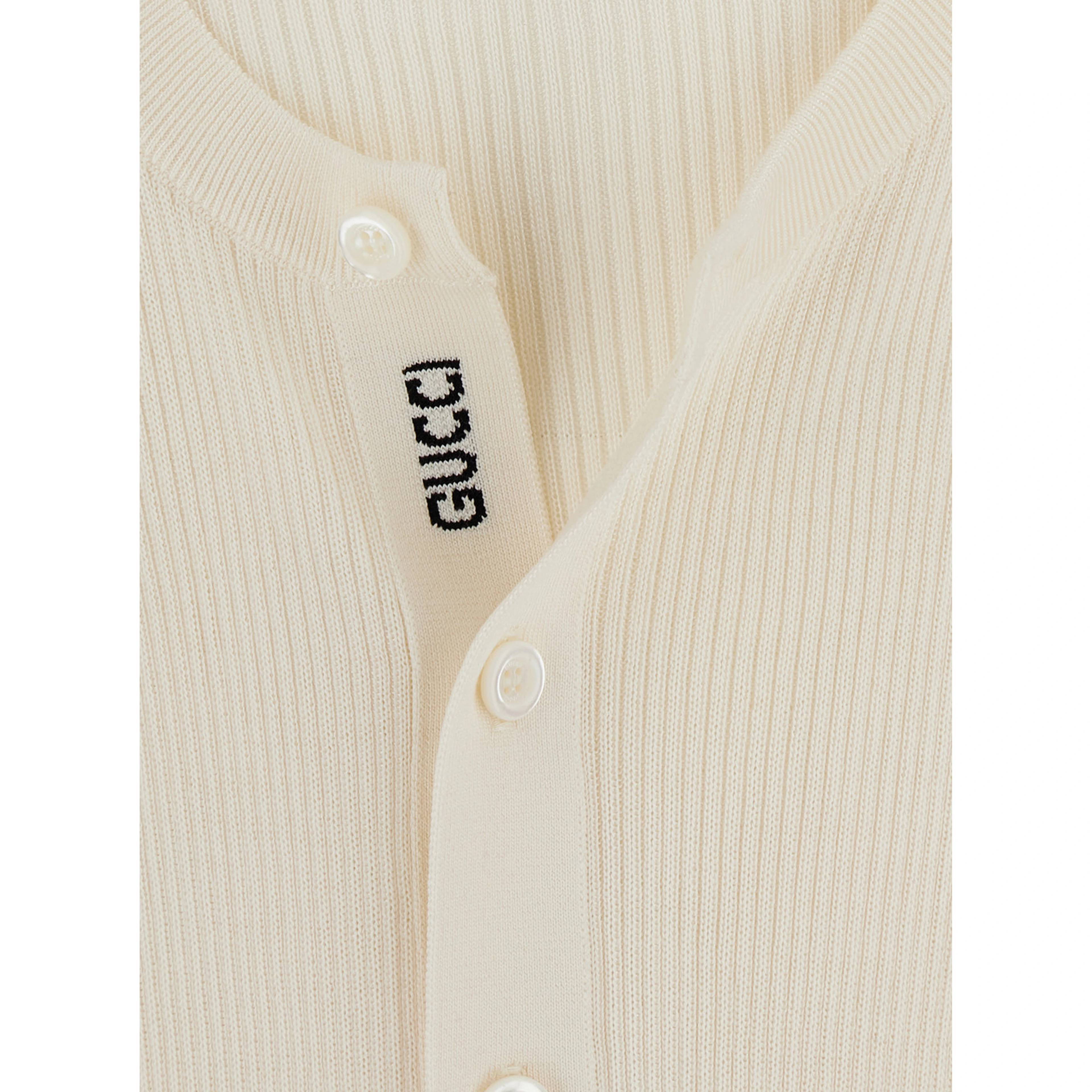 White Long Sleeved Top in Rib Silk Man