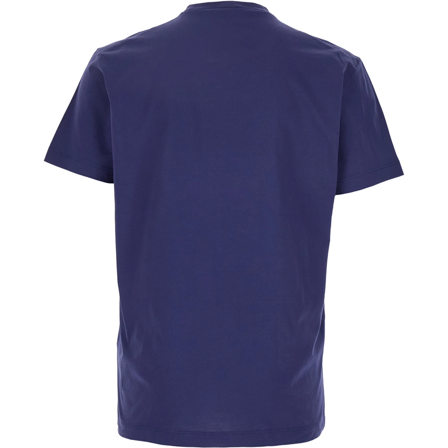 Blue Crewneck T-Shirt with Logo Print on the Front in Cotton Man