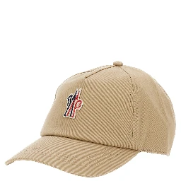 Beige Baseball Cap with Logo Patch on the Front in Cotton Woman