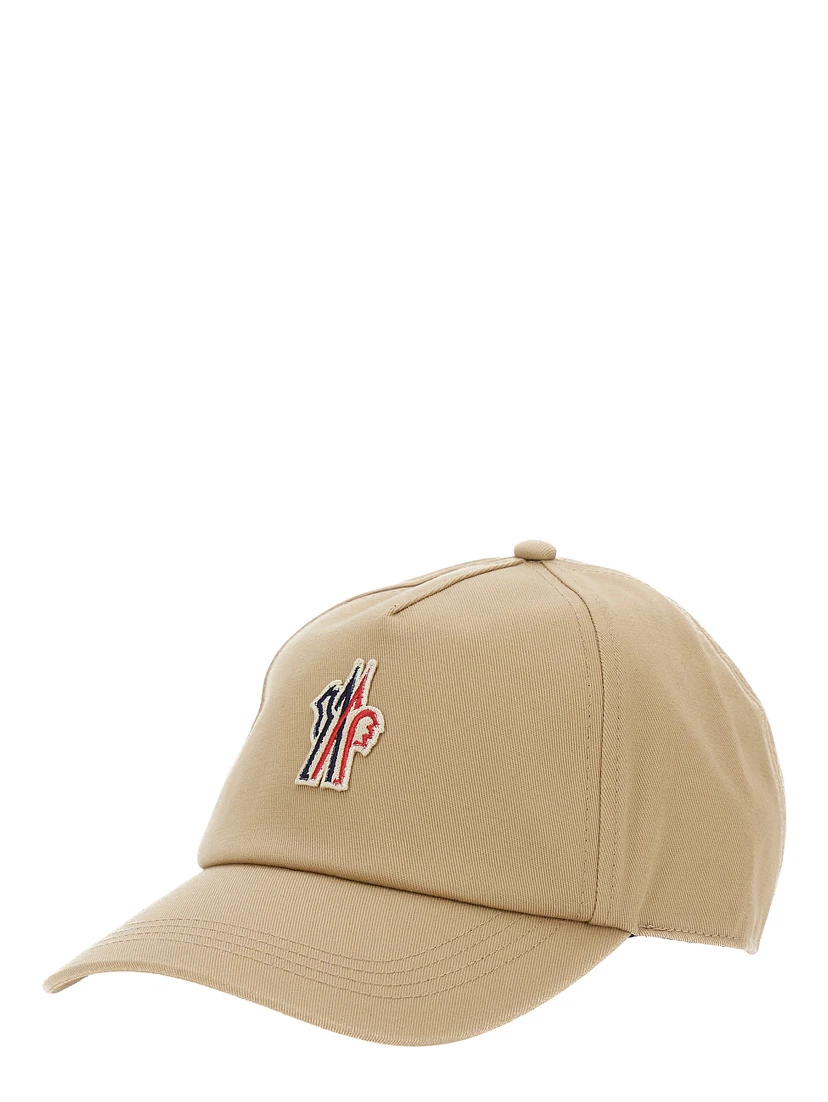 Beige Baseball Cap with Logo Patch on the Front in Cotton Woman