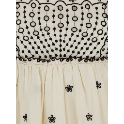 فستان كينغسلي الأبيض مطرز بالكامل من القطن للنساء