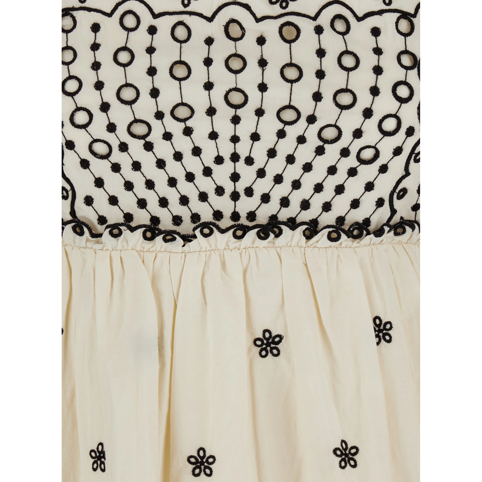 فستان كينغسلي الأبيض مطرز بالكامل من القطن للنساء