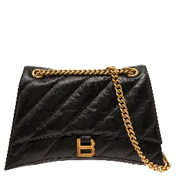 Crush Media Black Quilted Cross Body Bag in Leather Woman