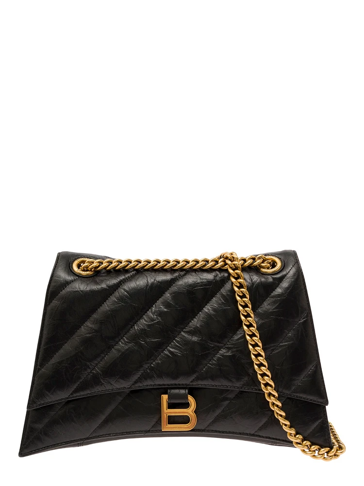 Crush Media Black Quilted Cross Body Bag in Leather Woman