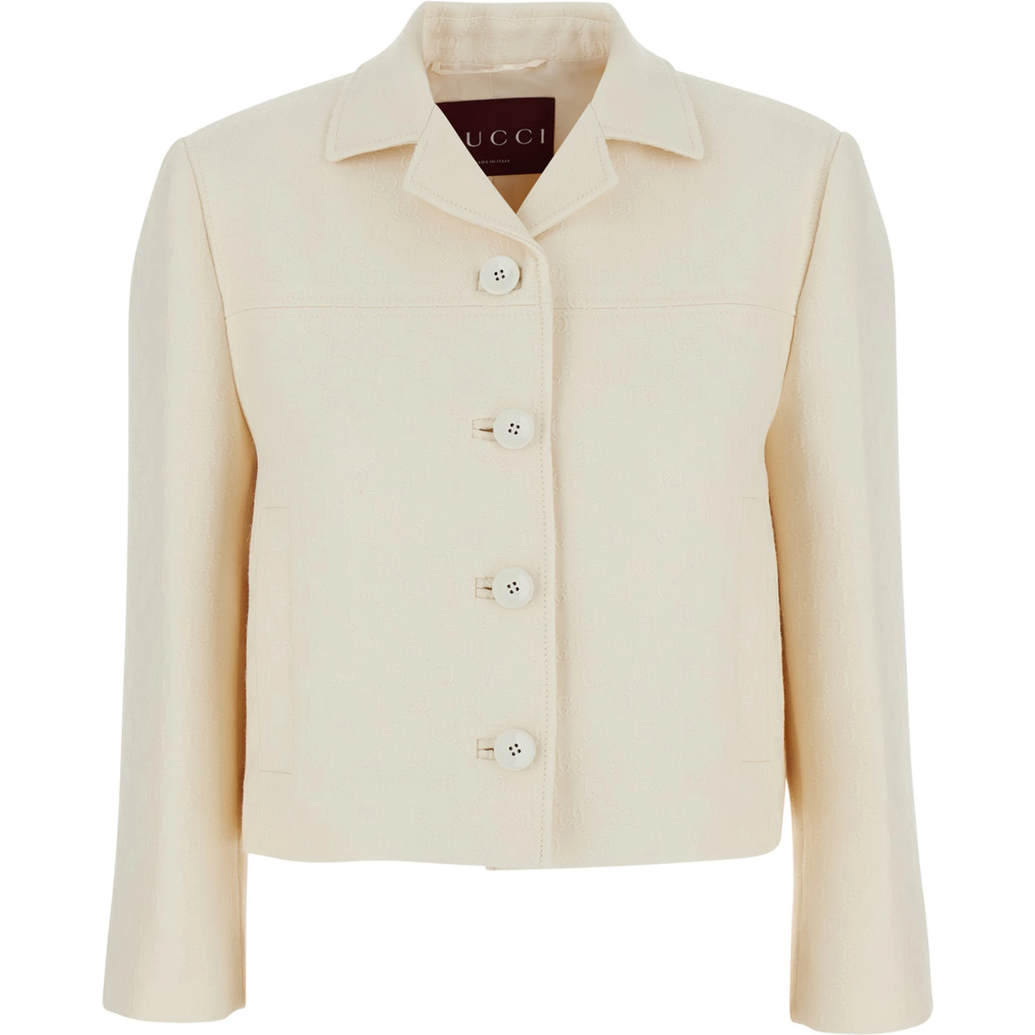 White Jacket with Notched Revers in GG Canvas Woman