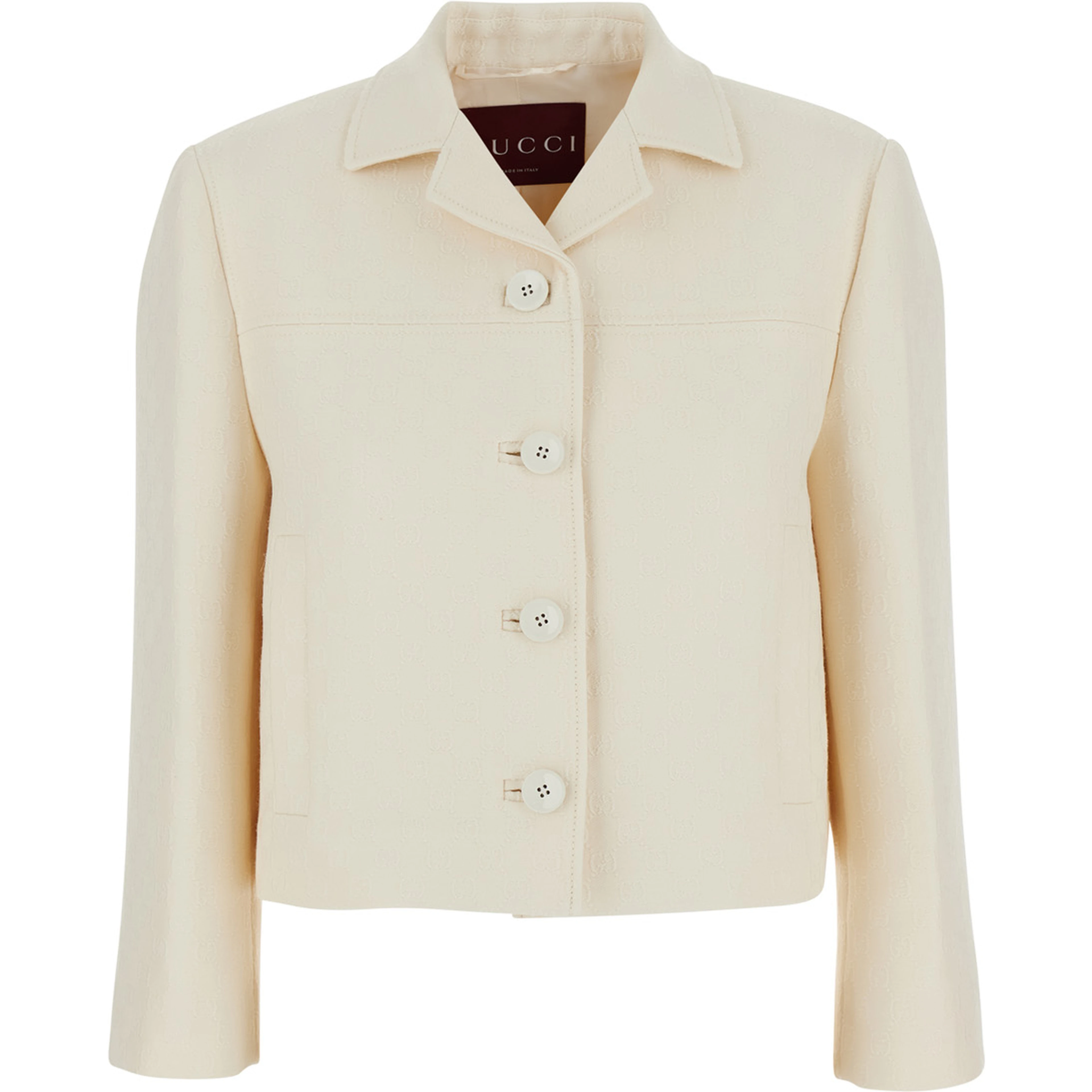White Jacket with Notched Revers in GG Canvas Woman