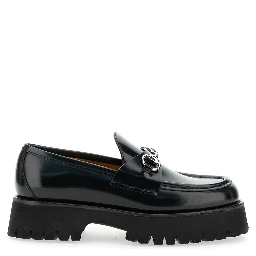 Sylke Black Loafers with Chunky Platform and Horsebit Detail in Leather Woman