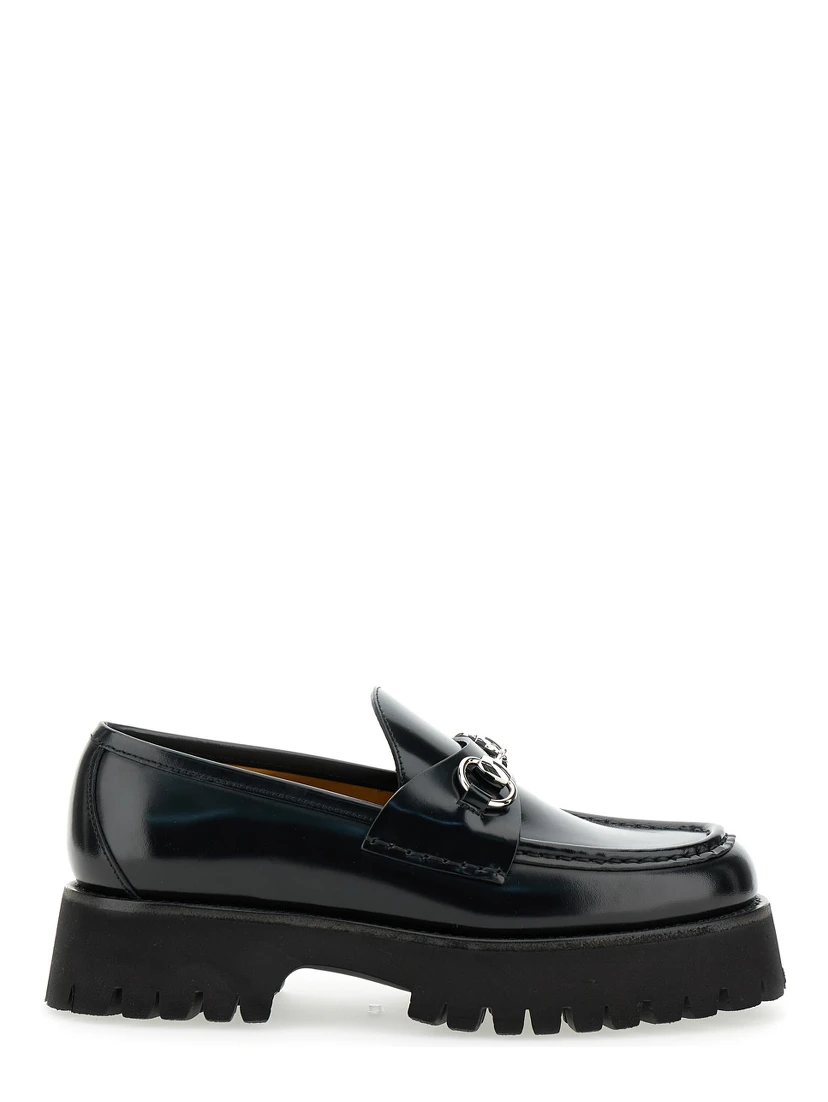 Sylke Black Loafers with Chunky Platform and Horsebit Detail in Leather Woman