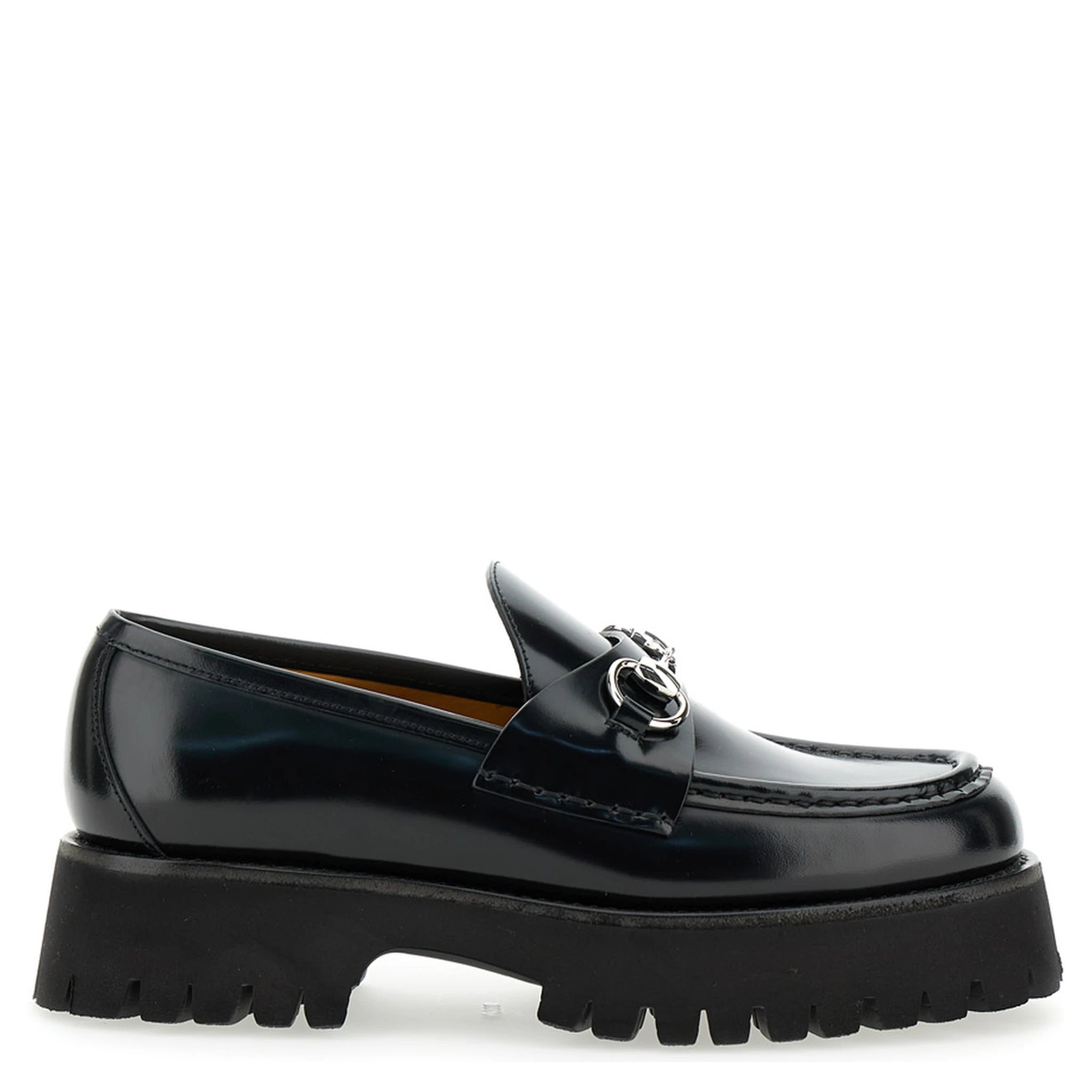 Sylke Black Loafers with Chunky Platform and Horsebit Detail in Leather Woman