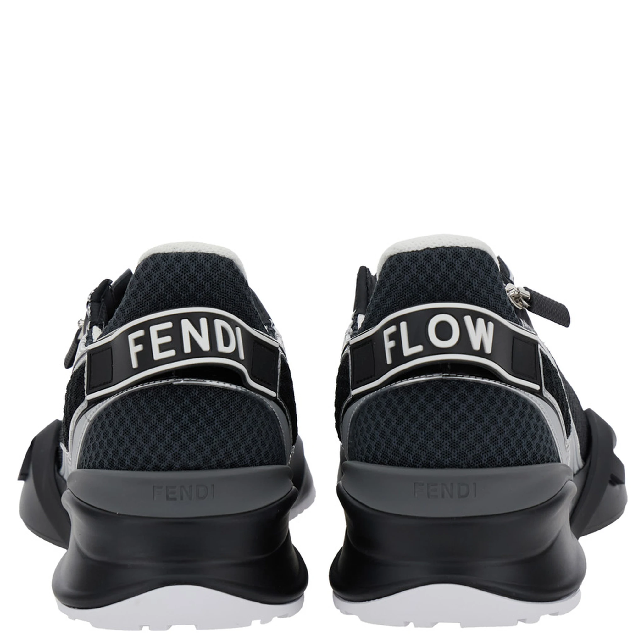 Fendi Flow Black Sneakers with Logo Lettering on Side and Heel in Tech Fabric Man
