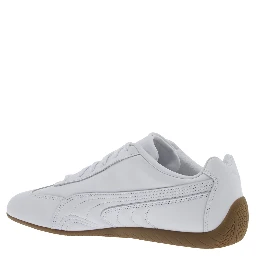 Speedcat White Low Top Sneakers with Embossed Logo on the Tongue and Contrasting Sole in Leather Unisex