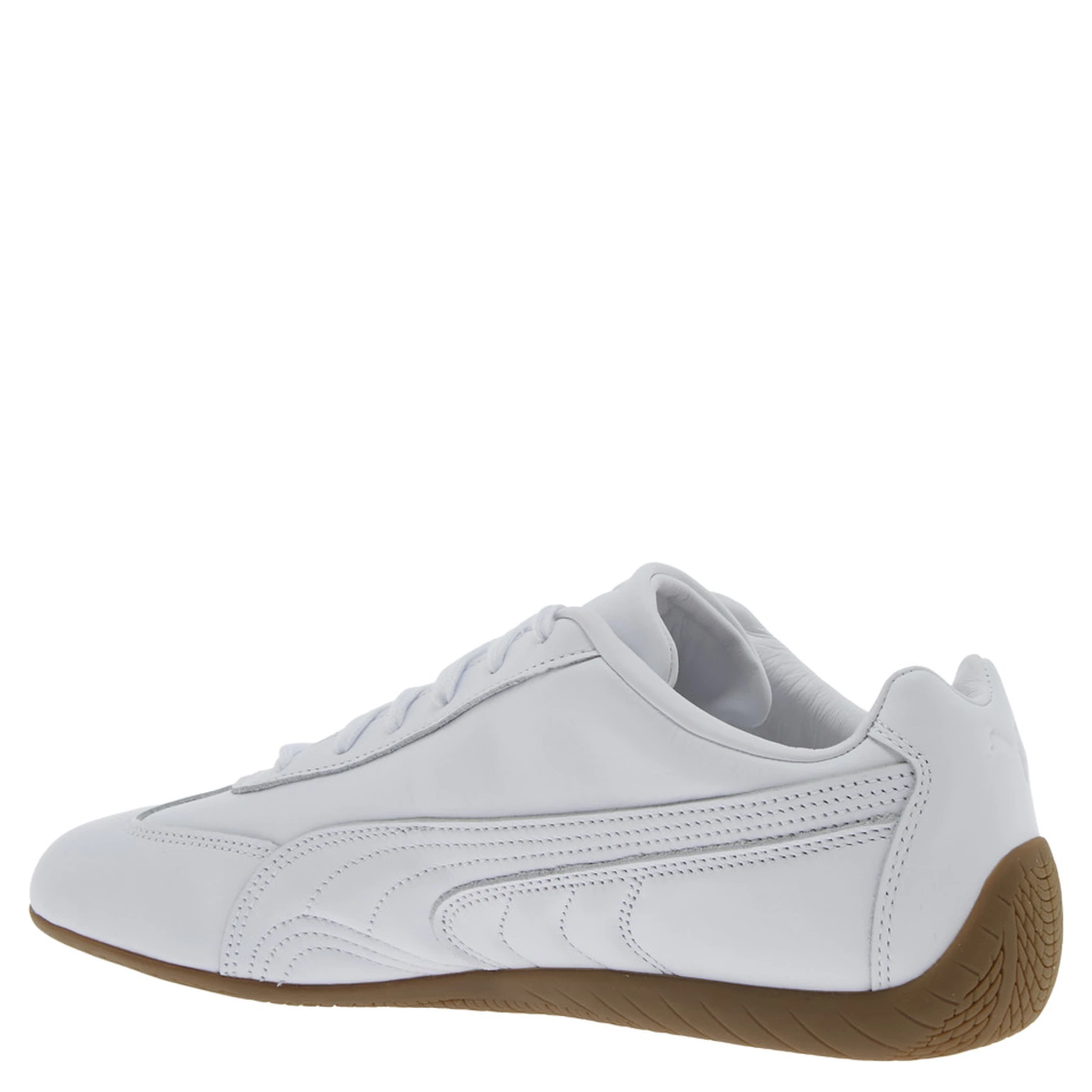 Speedcat White Low Top Sneakers with Embossed Logo on the Tongue and Contrasting Sole in Leather Unisex