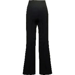 Black Flare Pants with Concealed Closure in Stretch Wool Woman