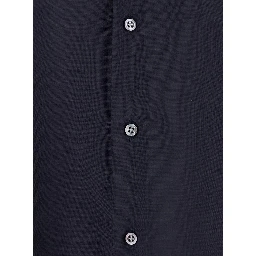 Blue Shirt with Classic Collar and Button Closure in Fabric Man