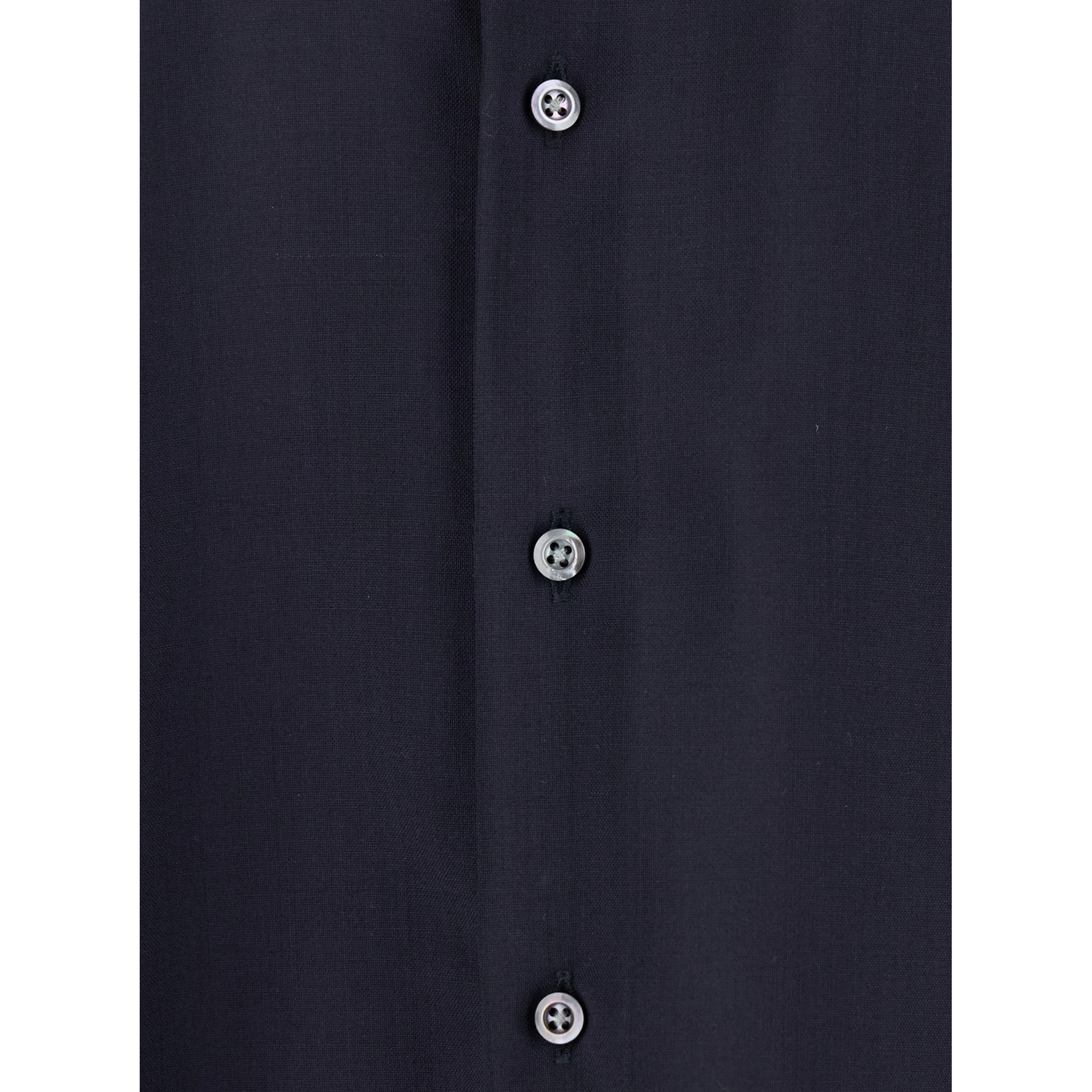 Blue Shirt with Classic Collar and Button Closure in Fabric Man
