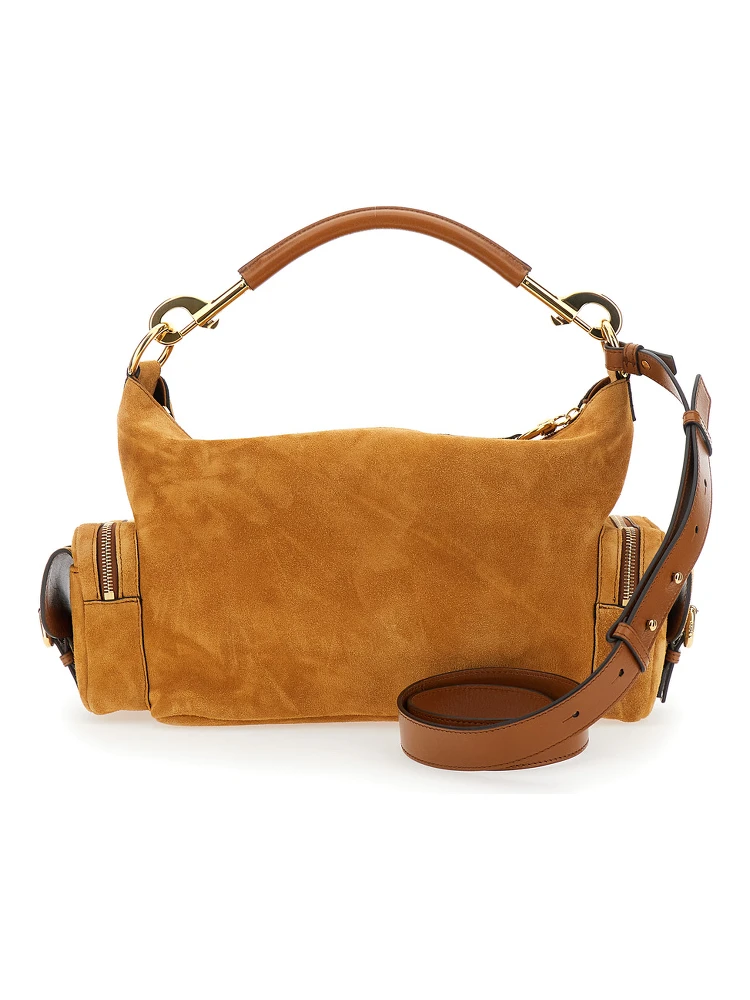Camera Brown Handbag with Removable Upper Shoulder Strap and Three External Pockets in Suede Woman alternative