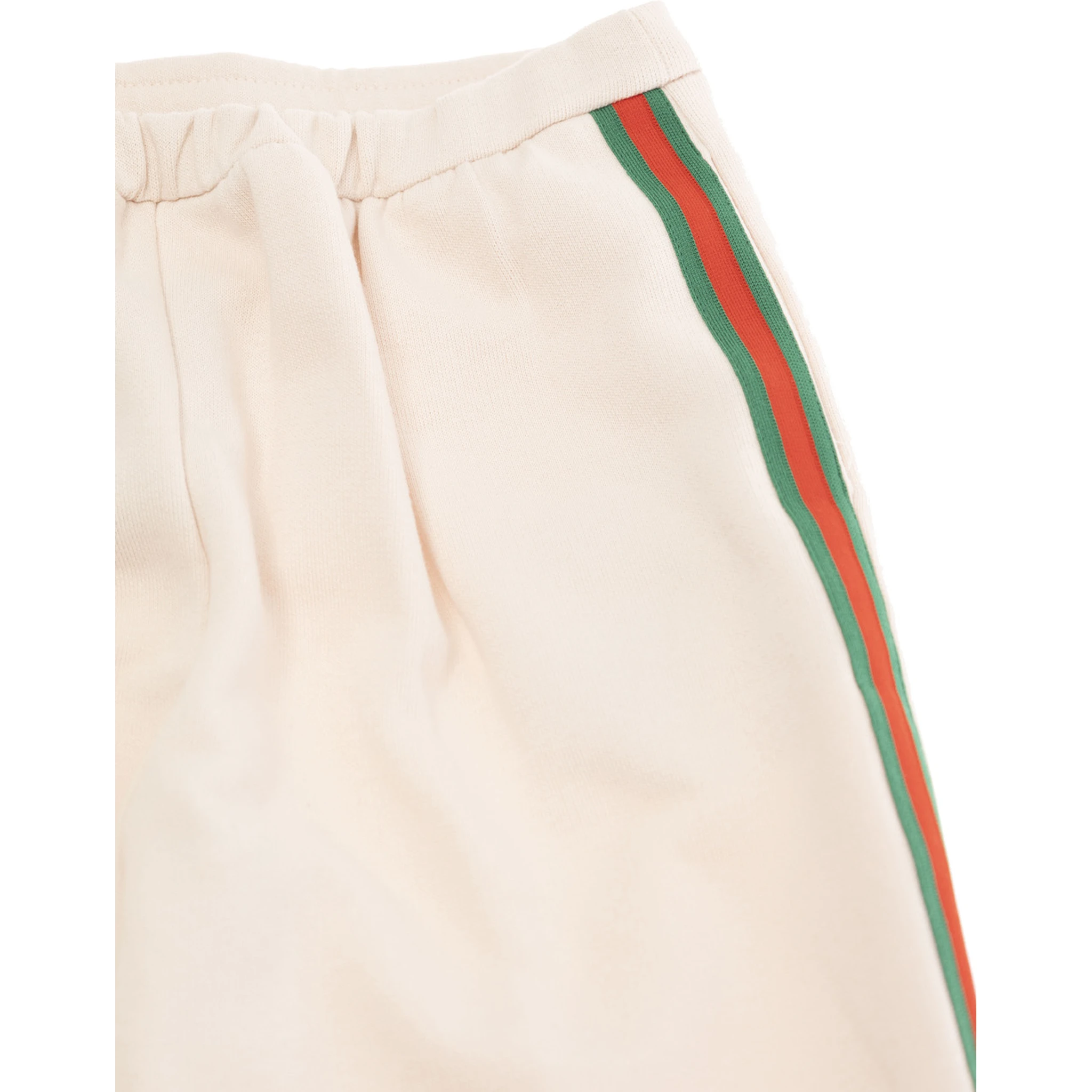 White Pants with Web Detail on the Sides in Cotton Girls