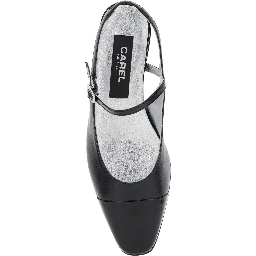 Oceano Black Slingback Ballet Shoes in Leather Woman