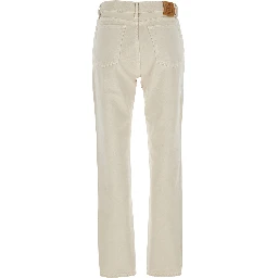 White Jeans with Belt Loops and Logo Patch on the Rear in Denim Woman