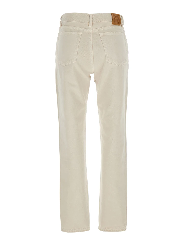 White Jeans with Belt Loops and Logo Patch on the Rear in Denim Woman alternative