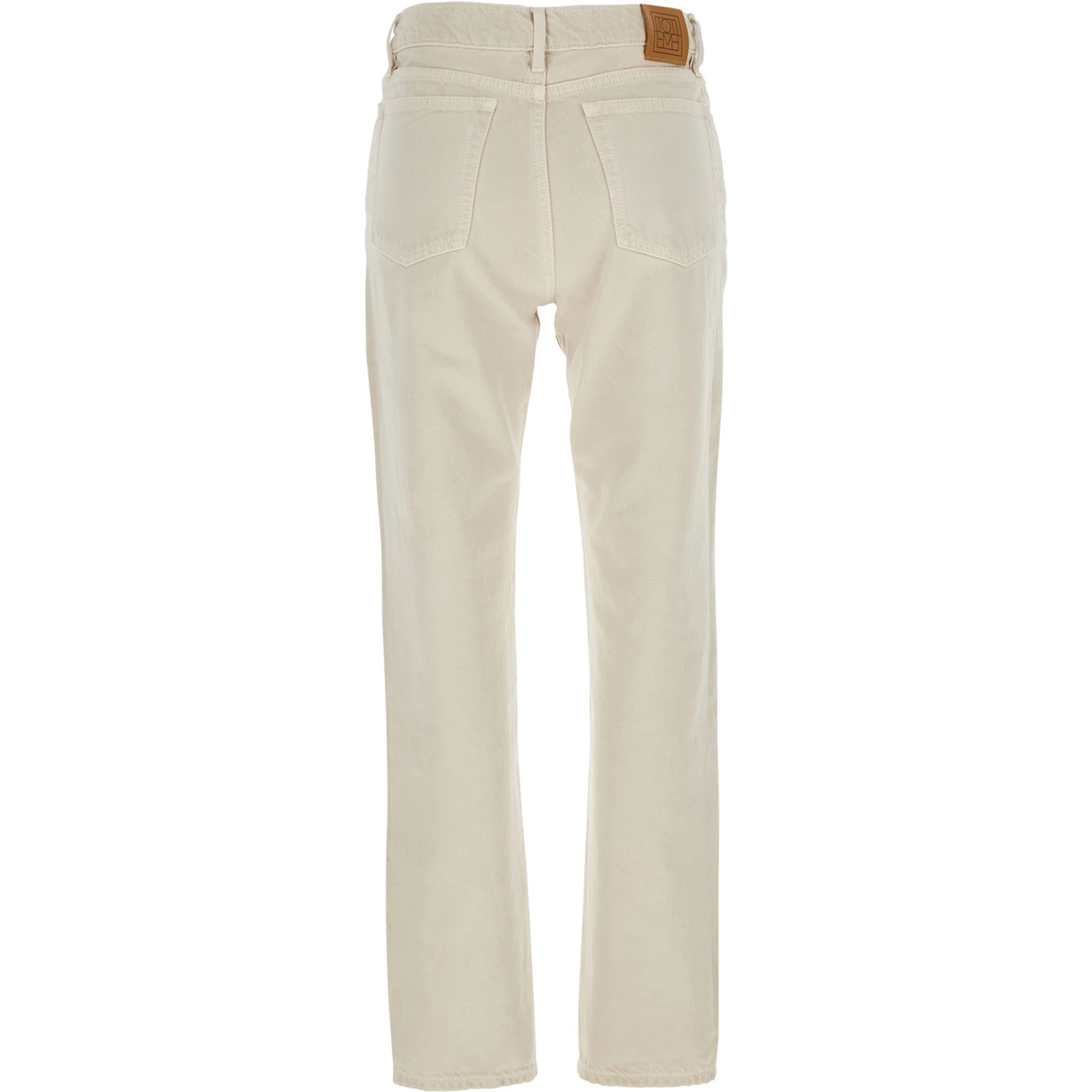 White Jeans with Belt Loops and Logo Patch on the Rear in Denim Woman