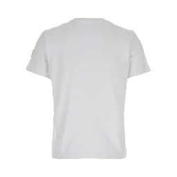 White T-Shirt with Logo Embroidered on the Sleeve in Cotton Woman