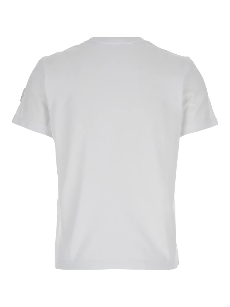 White T-Shirt with Logo Embroidered on the Sleeve in Cotton Woman alternative