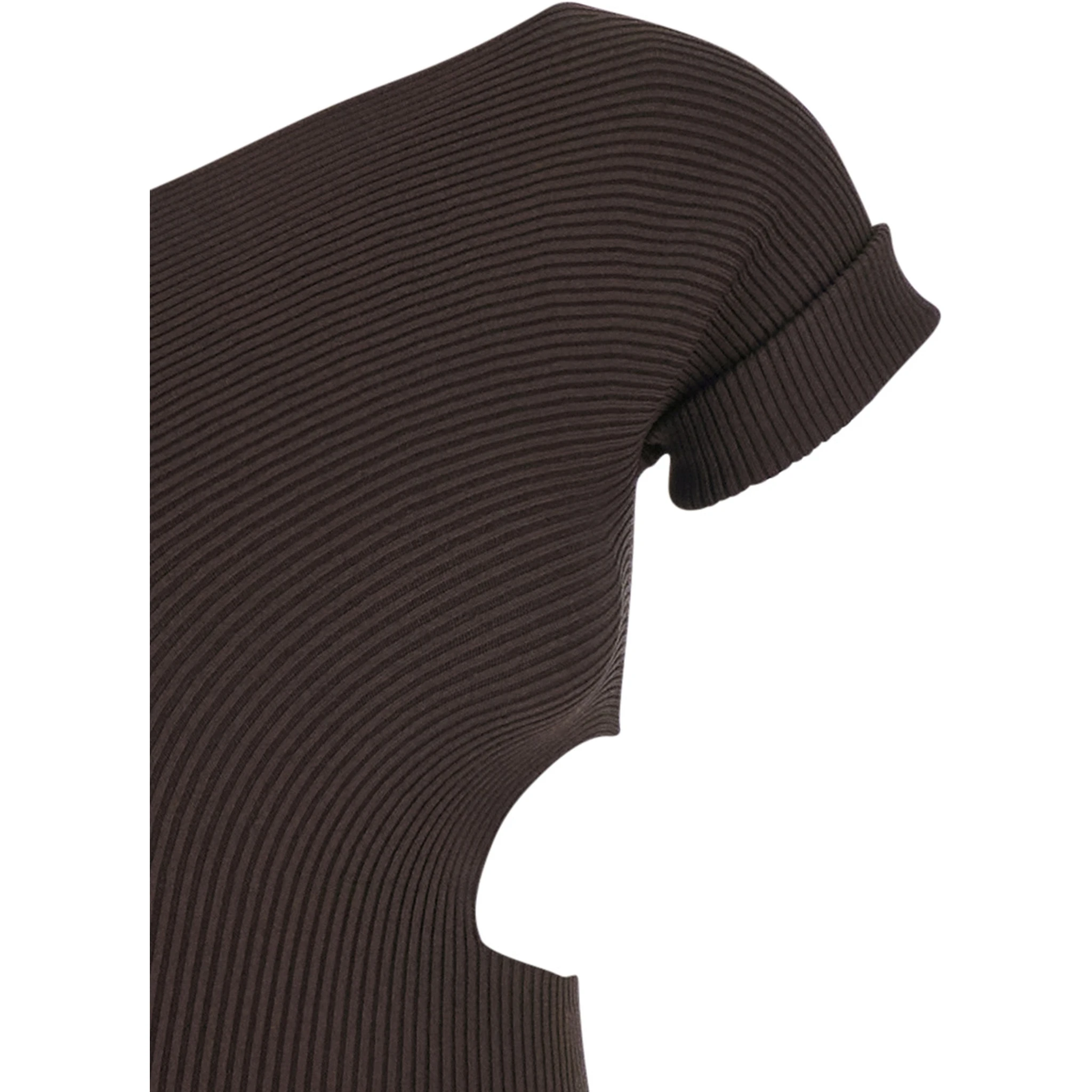 Arda Brown Long Dress with Cut-Out and One-Shoulder Design in Viscose Blend Woman