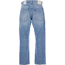Light Blue Jeans with Logo Patch on the Rear in Denim Man