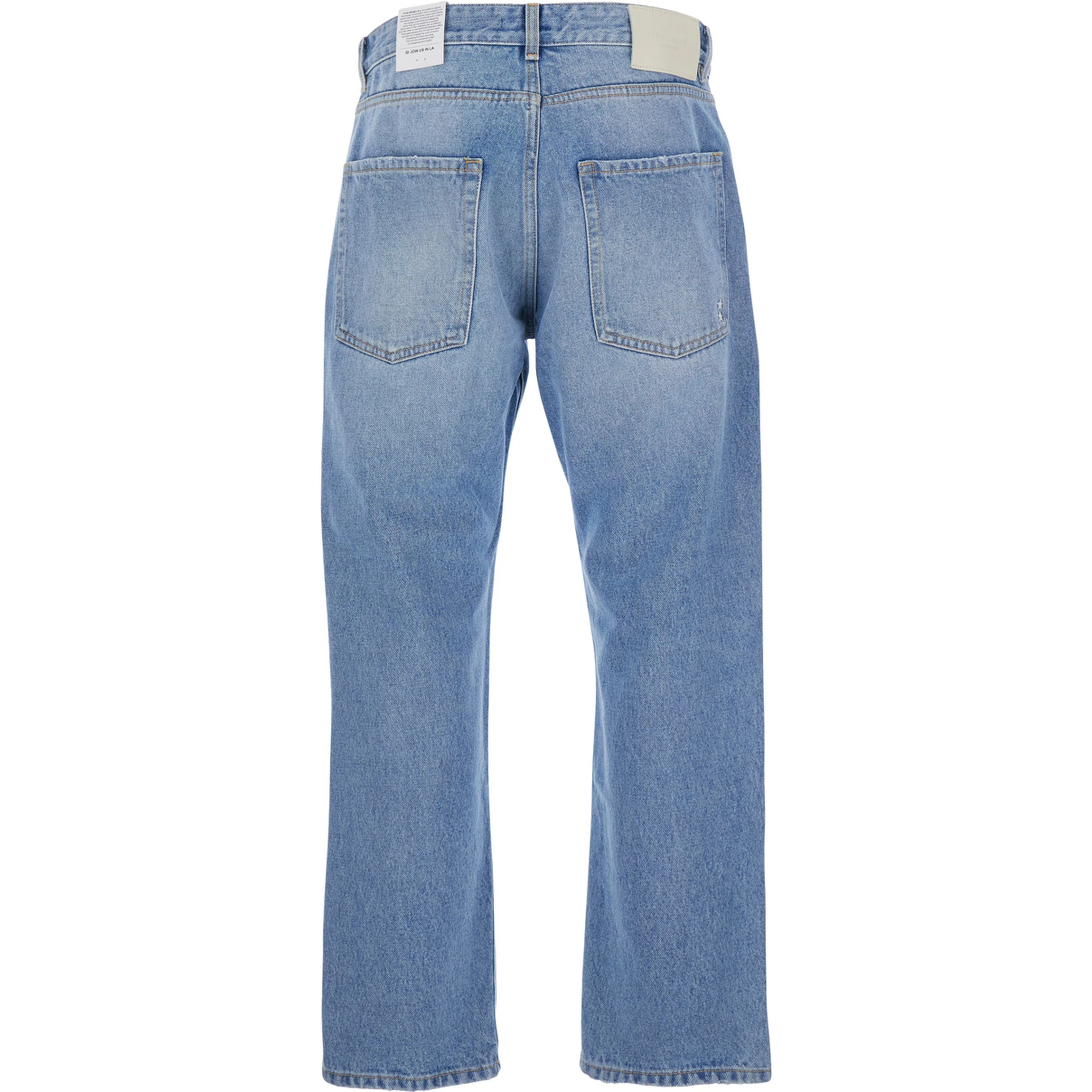 Light Blue Jeans with Logo Patch on the Rear in Denim Man