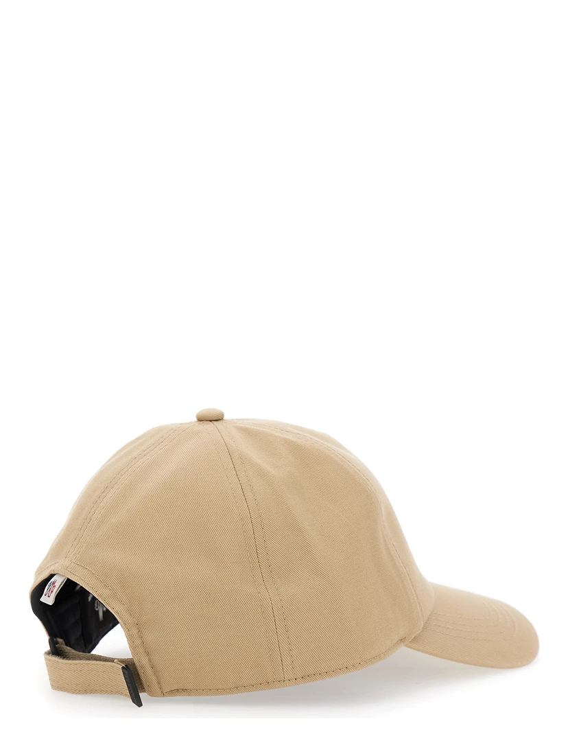 Beige Baseball Cap with Logo Patch on the Front in Cotton Woman