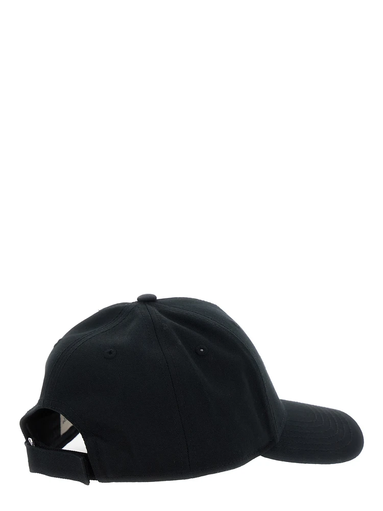 Black Baseball Cap with Tone on Tone Logo Print in Cotton Woman alternative