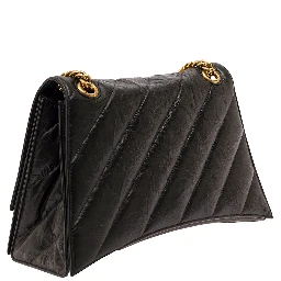 Crush Media Black Quilted Cross Body Bag in Leather Woman