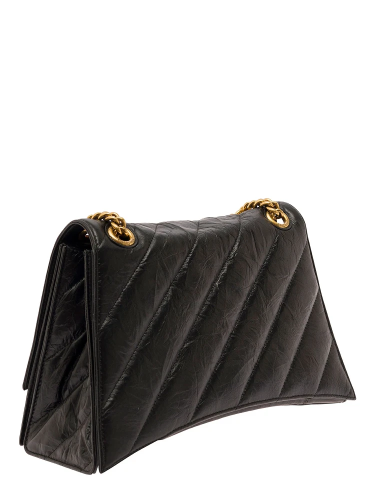 Crush Media Black Quilted Cross Body Bag in Leather Woman alternative