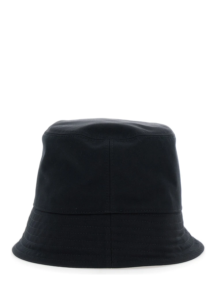 Black Bucket Hat with Dropped Wide Brim and Logo Patch on the Front in Cotton Blend Woman alternative