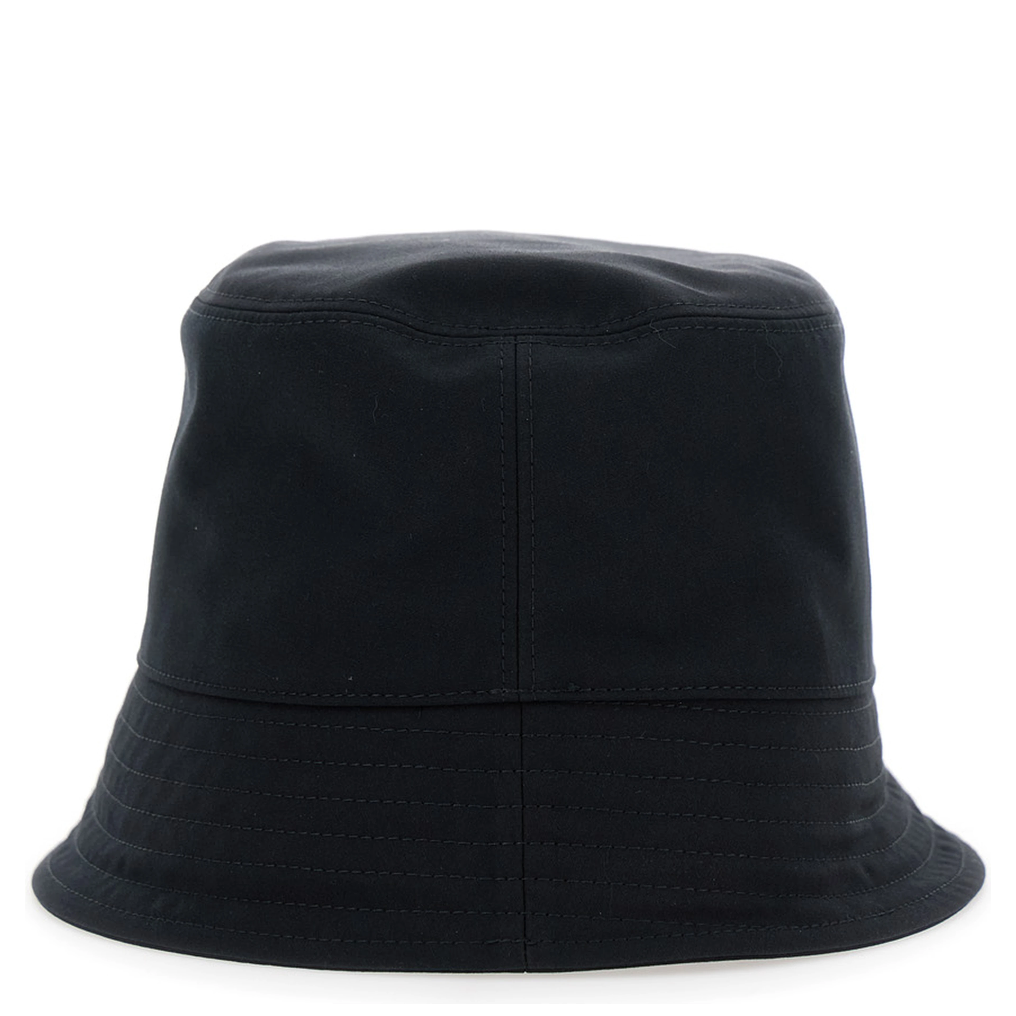 Black Bucket Hat with Dropped Wide Brim and Logo Patch on the Front in Cotton Blend Woman