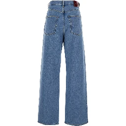 Blue Jeans with Belt Loops and Logo Patch on the Rear in Denim Woman