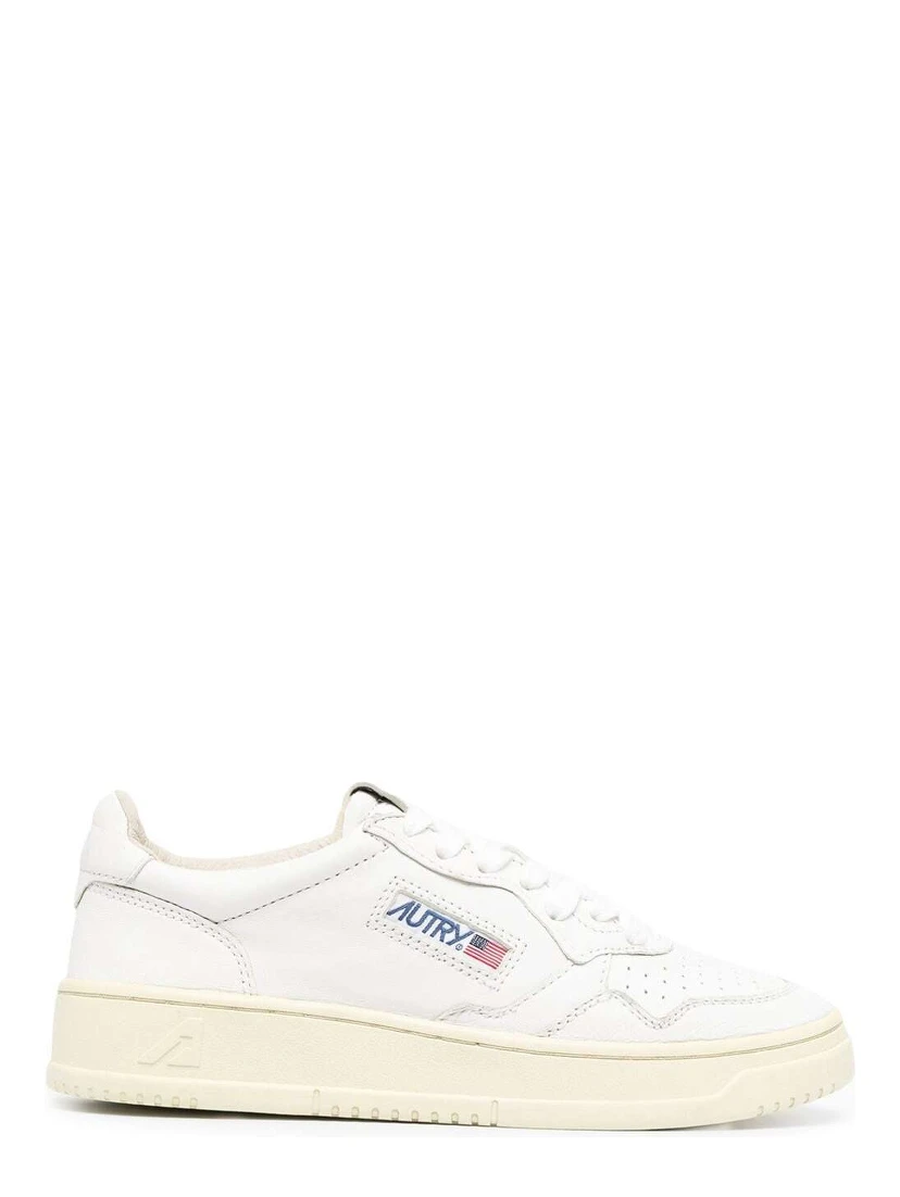 White Leather Sneakers with Logo Autry Woman