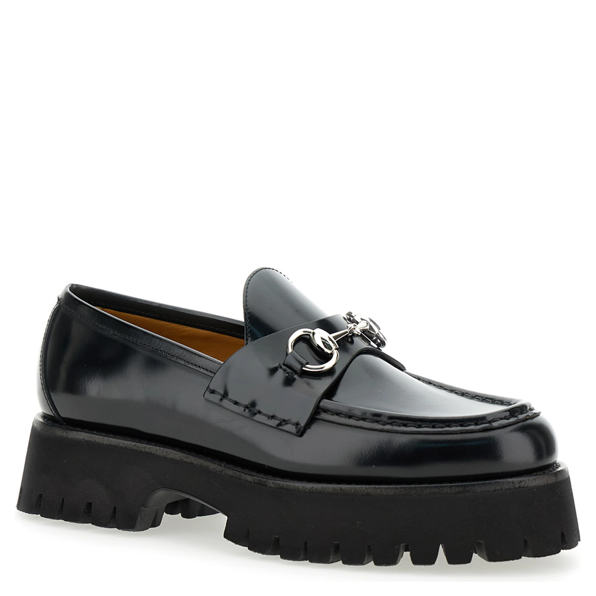 Sylke Black Loafers with Chunky Platform and Horsebit Detail in Leather Woman